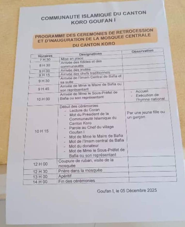 inauguration d'une mosquée